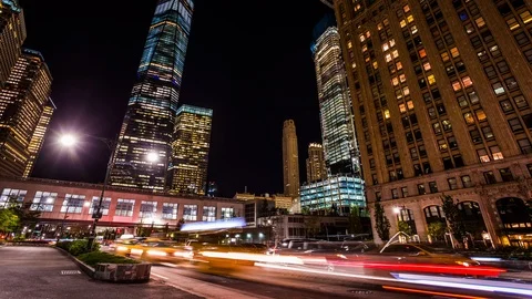 Traffic in front of the One World Trade Center in New York Manhattan 스톡 동영상 119142769