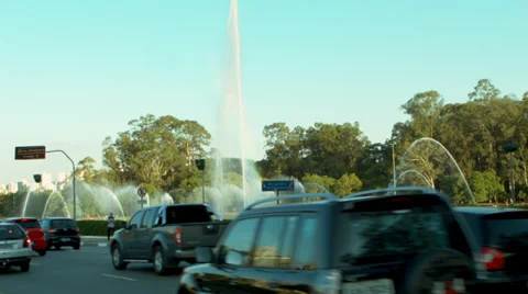 Traffic in front of park Stock Footage 37827612