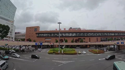 Traffic in front of Sendai Station Stock Footage 243331124