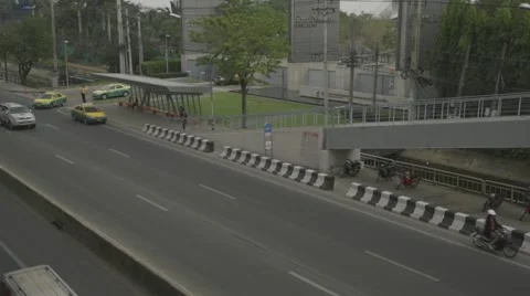 Traffic in front of Thai PBS Office (Slow Motion) Stock Footage 48622318