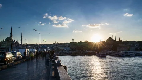 Traffic on Galata bridge, Istanbul, time lapse Stock-Footage 101157256