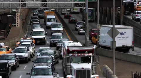 Traffic getting on and off the bridge Stock Footage 34809963
