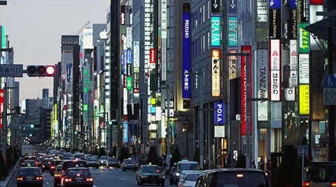 Traffic on Ginza 4-chome in Time Lapse Stock Footage 64334202