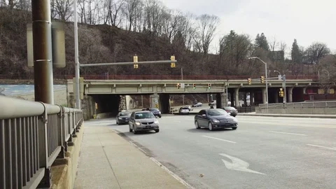 Traffic going under an underpass Stock Footage 72322116