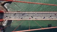 Traffic On Golden Gate Bridge. Aerial Top View. San Francisco Landmark Stock Footage