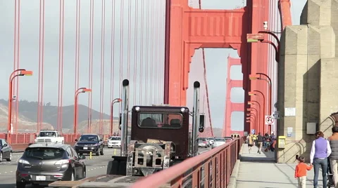 Traffic on Golden Gate Bridge (Ground View) Stock Footage 44235796
