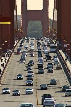 Traffic on golden gate bridge in san francisco, usa. Stock Photos
