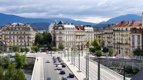 Traffic in Grenoble. Stock Footage 96223830