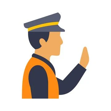 Traffic guard in uniform giving stop signal Stock Illustration