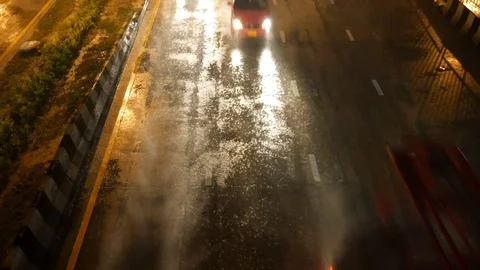 Traffic in heavy rain Stock Footage 104897330