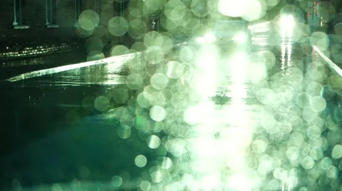 Traffic in heavy rain, headlights reflected in the puddles Video stock 50709487