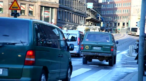 Traffic in Helsinki Stock Footage 880129