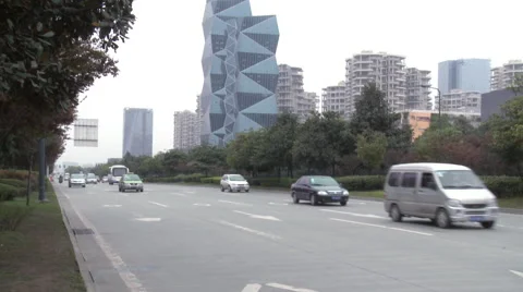 Traffic, hi-tech zone, Chengdu, China Stock Footage 54244820