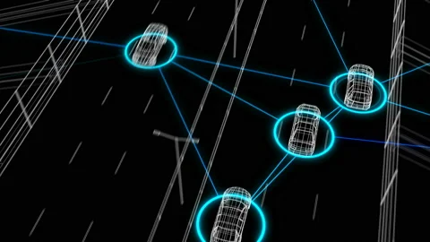 Traffic Highway Automated Control System Connecting All the Cars in Digital 動画素材 113754389