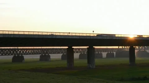 Traffic on the highway bridge Stock Footage 11132171