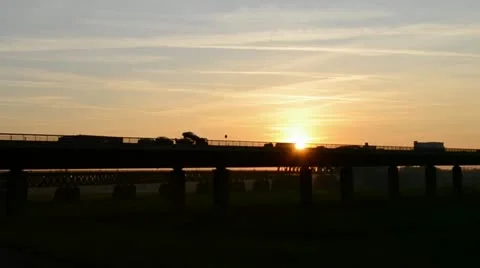 Traffic on the highway bridge Stock Footage 11132289