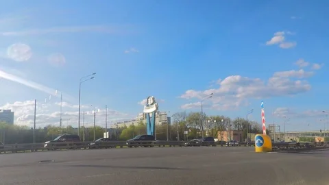 Traffic on the highway at the exit from the city Stock Footage 82367396