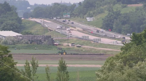 Traffic on the highway heading out for the long weekend Stock Footage 40009362