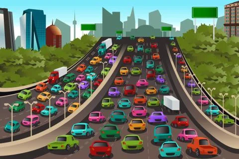 Traffic on a highway Stock Illustration