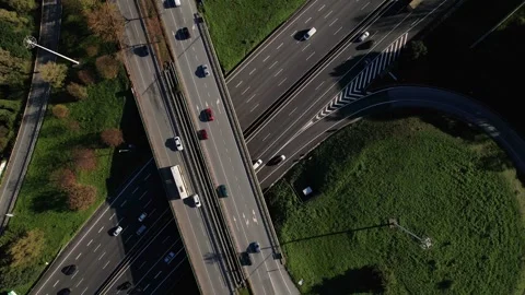 Traffic on an highway intersection Stock Footage 262397710