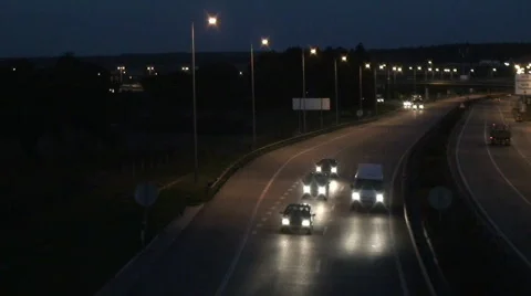 Traffic in Highway by night Stock Footage 100012