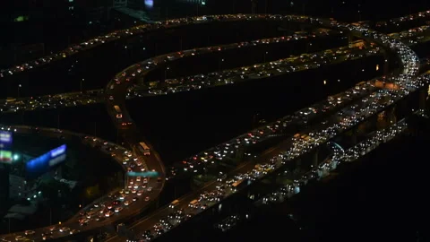 Traffic on highway at night Stock Footage 144134852