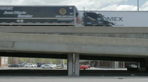 Traffic on highway overpass Stock Footage 702761
