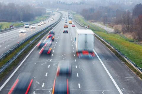 Traffic on a highway Stock Photos