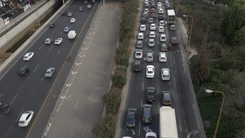 Traffic Highway rush-hour Arial footage 4K Stock Footage 104046313