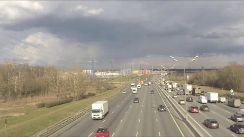 Traffic On The Highway In Spring Day Timelapse Stock Footage 77284470