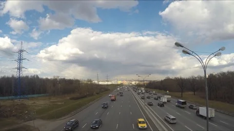 Traffic On The Highway In a Spring Day Timelapse Video stock 79808799