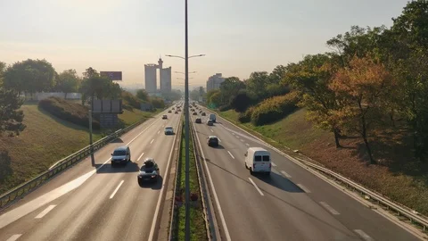 Traffic on the highway on a summer day Stock Footage 95661953