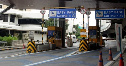 Traffic at Highway Toll Booth Stock-Footage 59127153