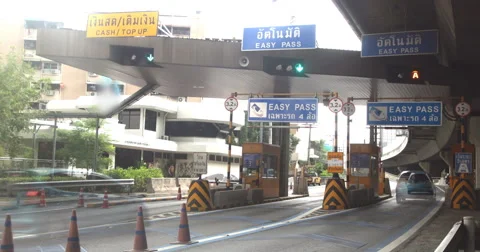 Traffic at Highway Toll Booth Video stock 59129588