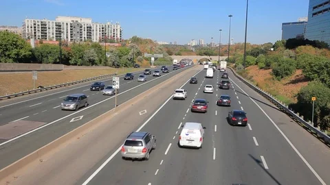 Traffic on the highway in Toronto, Canada Stock Footage 82073476