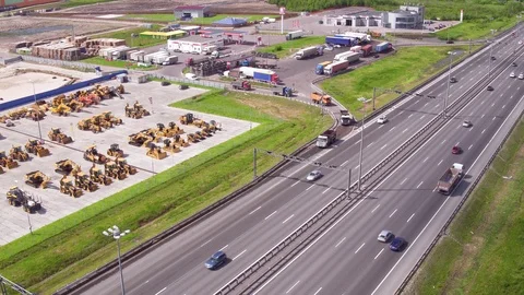Traffic on the highway. Transport interchange. Stock Footage 103664365