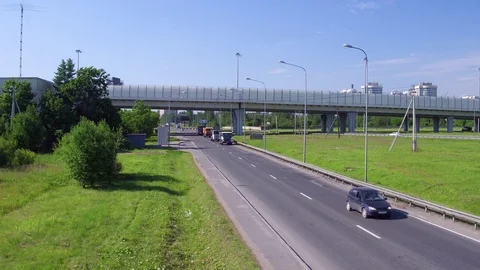 Traffic on the highway. Transport interchange. Stock Footage 103664578