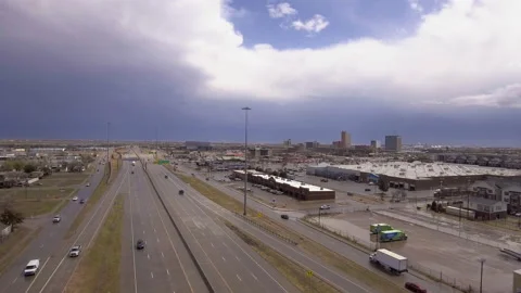 Traffic on highways and cityscape after storm, Lubbock, Texas, USA Stock Footage 162755552