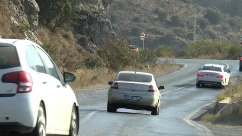 Traffic On A Hillside Road Stock Footage 101543958