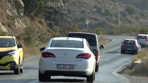 Traffic On A Hillside Road Stock Footage 101544028