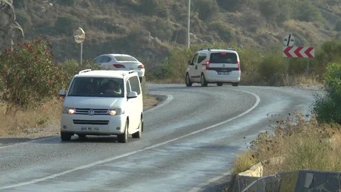 Traffic On A Hillside Road Stock Footage 104307937