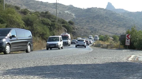 Traffic On A Hillside Road In Turkey Stock Footage 95846886
