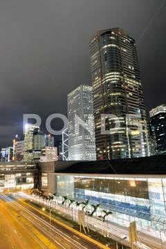 Traffic in hong kong at night Stock Photos