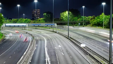Traffic hyperlapse timelapse over highway rush hour Stock Footage 142633540