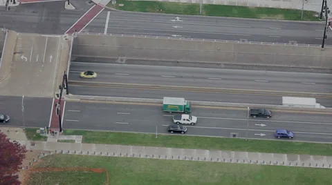 Traffic on I55 looking down from the St Louis Arch Stock Footage 35335507