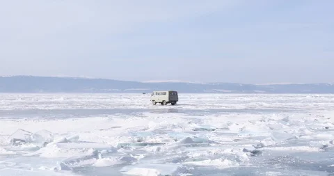 Traffic On The Ice Road Stock-Footage 104198127