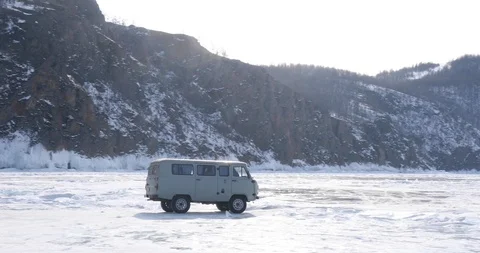 Traffic On The Ice Road Stock Footage 104198136