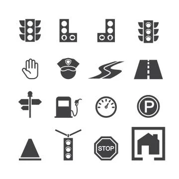Traffic icon set Stock Illustration