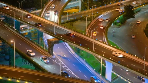 The traffic interchange at night in city 스톡 동영상 94177342