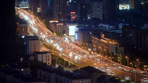 The traffic interchange at night in city 库存影片 94178231